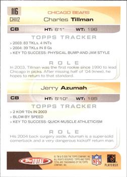 2005 Topps Total - Silver #116 Charles Tillman / Jerry Azumah Back