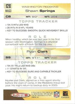 2005 Topps Total - Silver #128 Ryan Clark / Shawn Springs Back