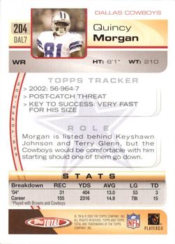 2005 Topps Total - Silver #204 Quincy Morgan Back
