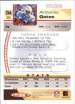 2005 Topps Total - Silver #244 Antonio Gates Back