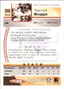 2005 Topps Total - Silver #249 Terrell Suggs Back
