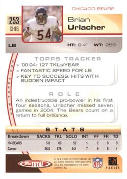 2005 Topps Total - Silver #253 Brian Urlacher Back