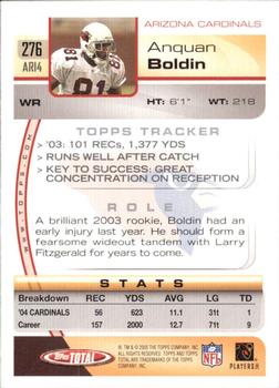 2005 Topps Total - Silver #276 Anquan Boldin Back