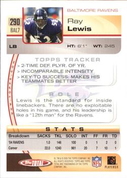 2005 Topps Total - Silver #290 Ray Lewis Back
