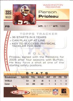 2005 Topps Total - Silver #335 Pierson Prioleau Back