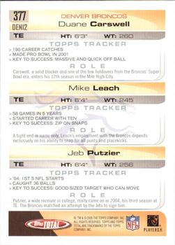 2005 Topps Total - Silver #377 Mike Leach / Dwayne Carswell / Jeb Putzier Back