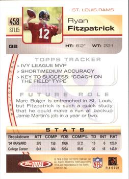 2005 Topps Total - Silver #458 Ryan Fitzpatrick Back