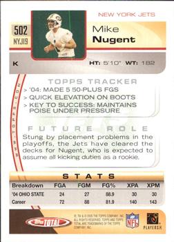 2005 Topps Total - Silver #502 Mike Nugent Back