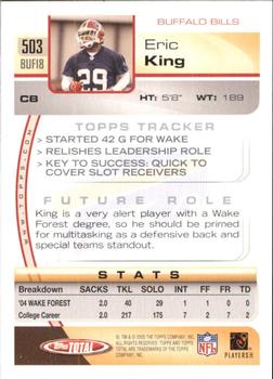 2005 Topps Total - Silver #503 Eric King Back