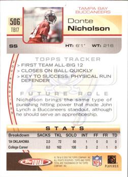 2005 Topps Total - Silver #506 Donte Nicholson Back