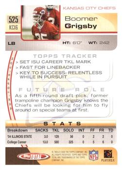 2005 Topps Total - Silver #525 Boomer Grigsby Back