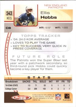 2005 Topps Total - Silver #543 Ellis Hobbs Back