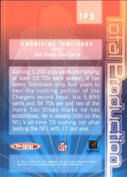 2005 Topps Total - Total Production #TP3 LaDainian Tomlinson Back