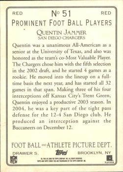 2005 Topps Turkey Red - Red #51 Quentin Jammer Back