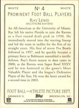 2005 Topps Turkey Red - White #4a Ray Lewis Back