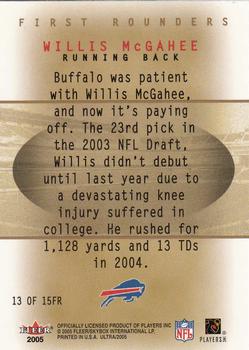 2005 Ultra - First Rounders #13FR Willis McGahee Back