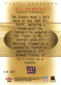 2005 Ultra - First Rounders #4FR Eli Manning Back