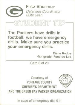 1994 Green Bay Packers Police - Portage County Sheriffs Department #6 Fritz Shurmur Back