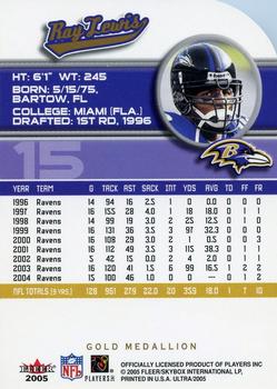 2005 Ultra - Gold Medallion #15 Ray Lewis Back