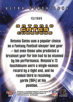 2005 Ultra - Ultra Sensations #13US Antonio Gates Back
