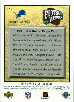 2005 Upper Deck - Football Heroes: Barry Sanders #NNO Barry Sanders Back