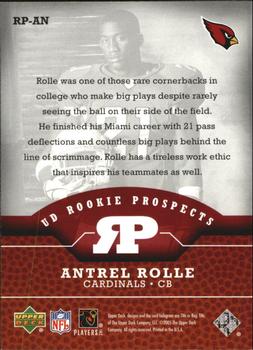 2005 Upper Deck - UD Rookie Prospects #RP-AN Antrel Rolle Back