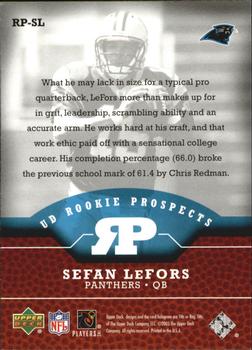 2005 Upper Deck - UD Rookie Prospects #RP-SL Stefan LeFors Back