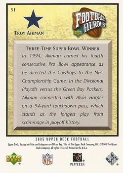 2005 Upper Deck - Football Heroes: Troy Aikman #51 Troy Aikman Back