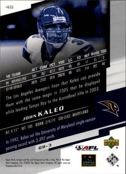 2005 Upper Deck AFL #48 John Kaleo Back