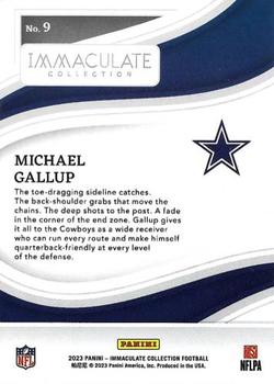 2023 Panini Immaculate Collection #9 Michael Gallup Back