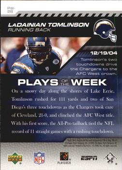 2005 Upper Deck ESPN - Plays of the Week #PW-28 LaDainian Tomlinson Back