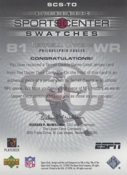 2005 Upper Deck ESPN - SportsCenter Swatches #SCS-TO Terrell Owens Back