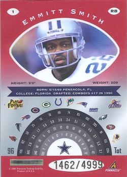 1997 Pinnacle Totally Certified #1 Emmitt Smith Back