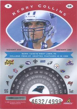 1997 Pinnacle Totally Certified #5 Kerry Collins Back