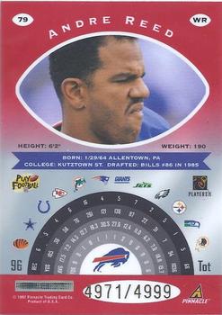 1997 Pinnacle Totally Certified #79 Andre Reed Back