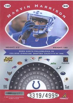 1997 Pinnacle Totally Certified #109 Marvin Harrison Back