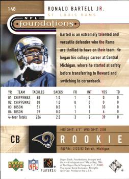 2005 Upper Deck Foundations - Exclusive Gold #148 Ronald Bartell Back