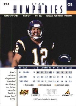 1997 Pinnacle - Trophy Collection #P24 Stan Humphries Back