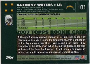 2007 Topps - San Diego Chargers #1 Anthony Waters Back