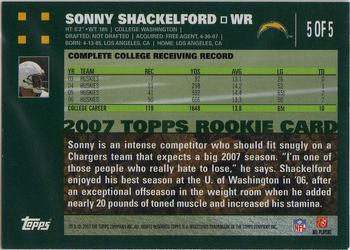 2007 Topps - San Diego Chargers #5 Sonny Shackelford Back