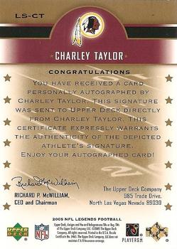 2005 Upper Deck Legends - Legendary Signatures #LS-CT Charley Taylor Back