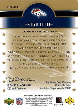 2005 Upper Deck Legends - Legendary Signatures #LS-FL Floyd Little Back