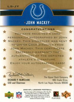 2005 Upper Deck Legends - Legendary Signatures #LS-JY John Mackey Back
