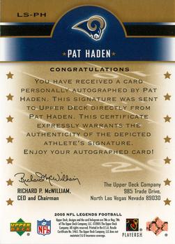 2005 Upper Deck Legends - Legendary Signatures #LS-PH Pat Haden Back