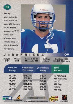 1997 Pinnacle X-Press #93 John Friesz Back