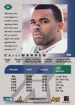 1997 Pinnacle X-Press #94 Chris Warren Back