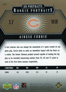 2005 Upper Deck Portraits - Gold #145 Airese Currie Back