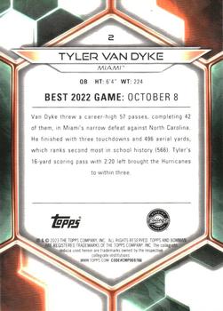 2023 Bowman Best University #2 Tyler Van Dyke Back