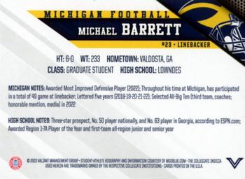 2023 Valiant Michigan Wolverines #NNO Michael Barrett Back