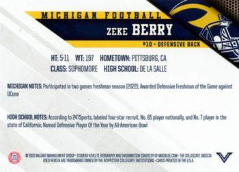 2023 Valiant Michigan Wolverines #NNO Zeke Berry Back